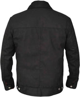 Rip Wheeler Kevin Costner Lightweight Black Leather Jacket - Mens Button Closure Black Denim Cotton Jacket - MNCLeather